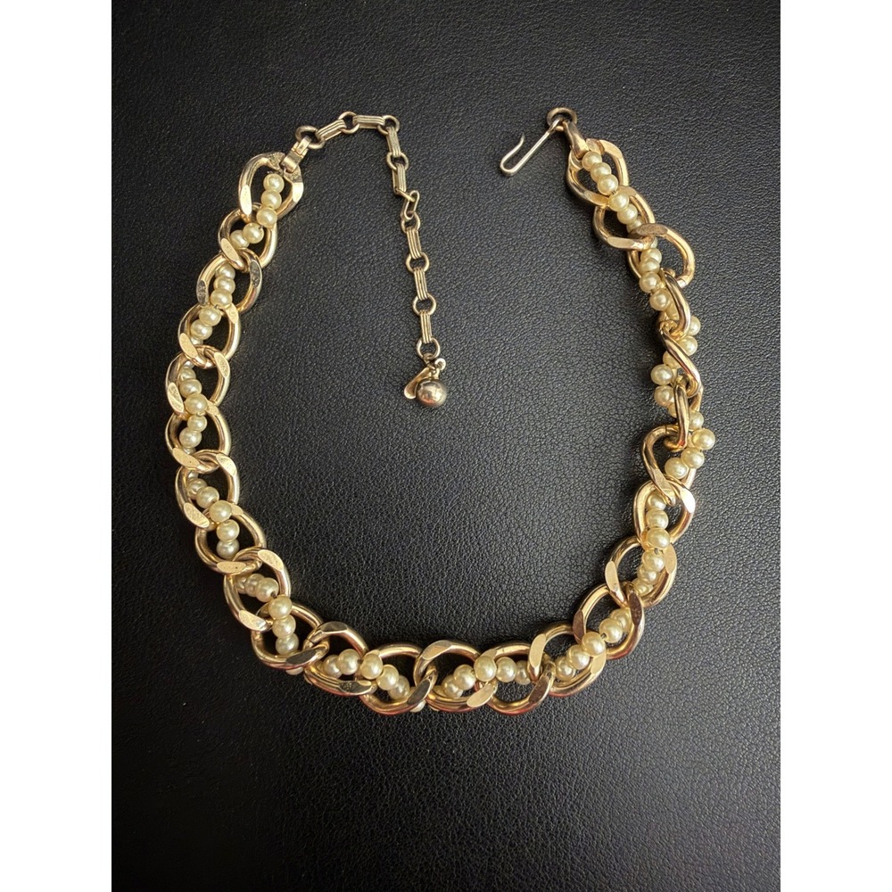 Vintage Barclay Necklace Choker Gold Tone Cream